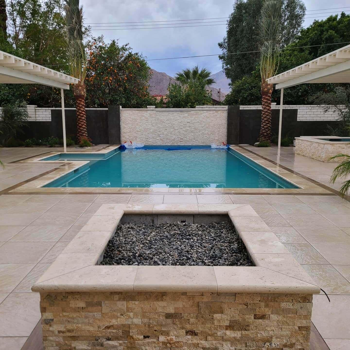 Custom swimming pool with masonry